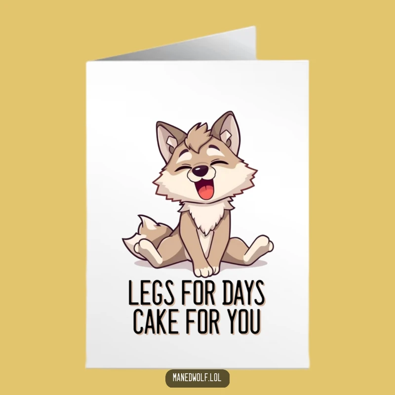 Free Printable Birthday Card: Funny Maned Wolf Yawn Greeting for a Hilarious Downloadable Gift