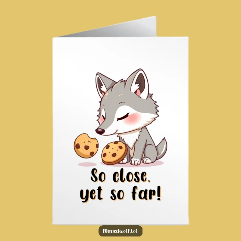 Free Printable Birthday Card: Maned Wolf Cookie Quest Funny Downloadable Gift