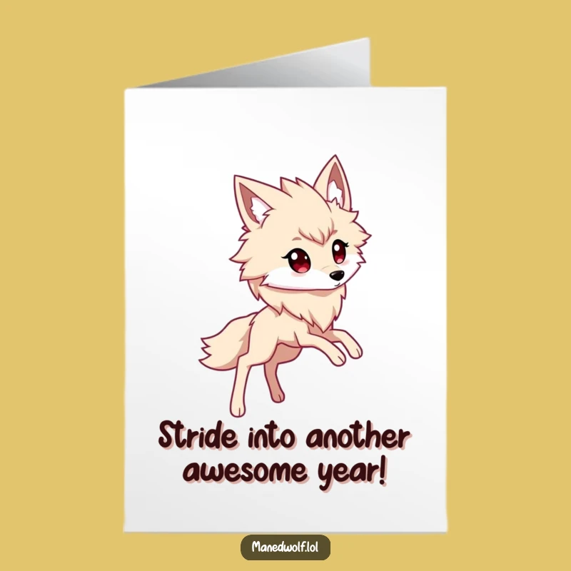 Free Printable Birthday Card: Kawaii Maned Wolf Striding - Cute Downloadable Gift!