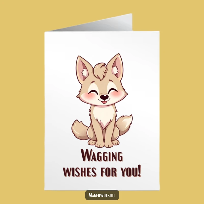 Free Printable Birthday Card: Playful Maned Wolf - Wagging Thanks, Funny Downloadable Gift
