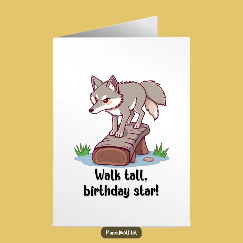 Free Printable Birthday Card: Determined Maned Wolf - Navigating Fun, Funny Downloadable Gift