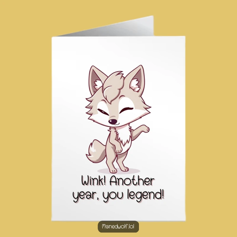 Free Printable Birthday Card: Winking Maned Wolf - Playful Downloadable Gift!