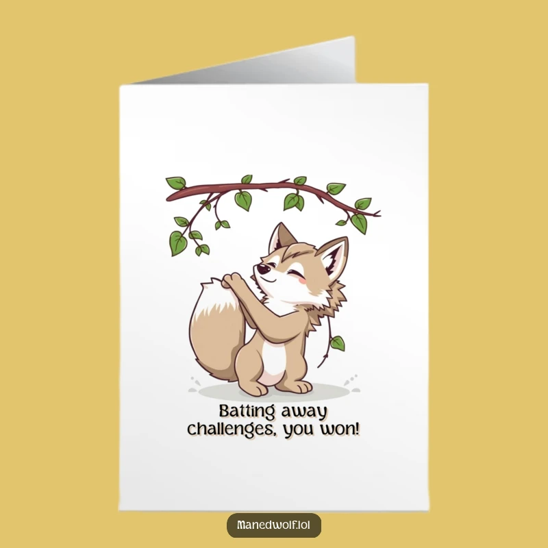 Free Printable Congrats Card: Playful Maned Wolf Frolic, Joyful Downloadable Gift!