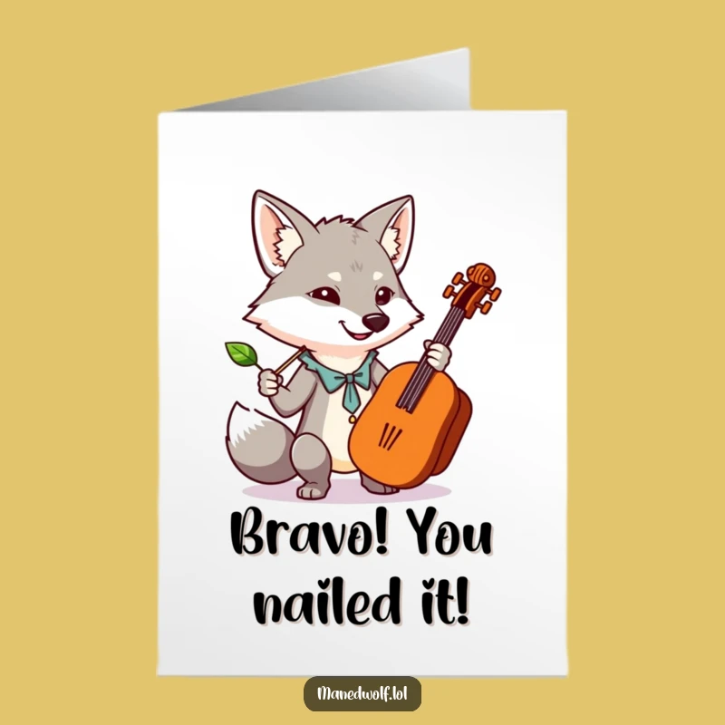 Free Printable Congrats Card: Conducting Wolf - Funny Downloadable for a Grand Performance