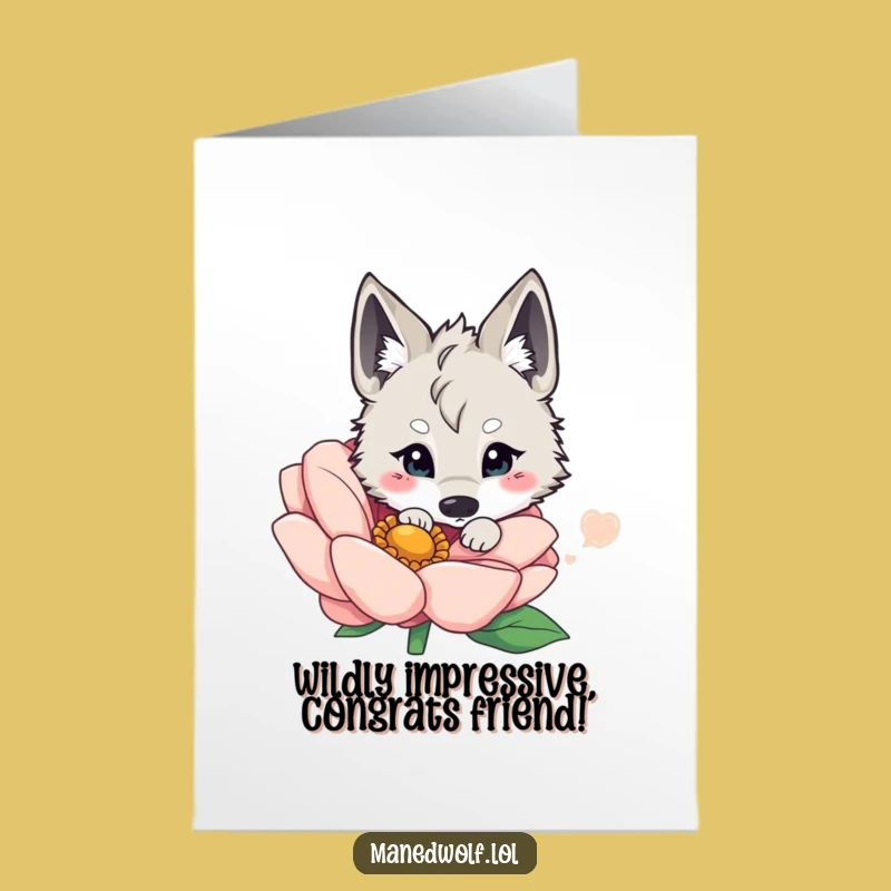 Congrats Maned Wolf Card: Awesome Free Printable for Big Wins, Downloadable Delight!