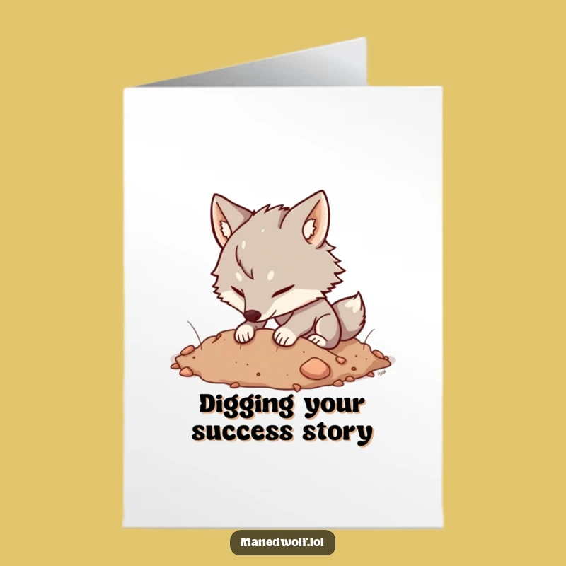 Free Printable Congrats Card: Happy Digging Kawaii Maned Wolf Funny Downloadable