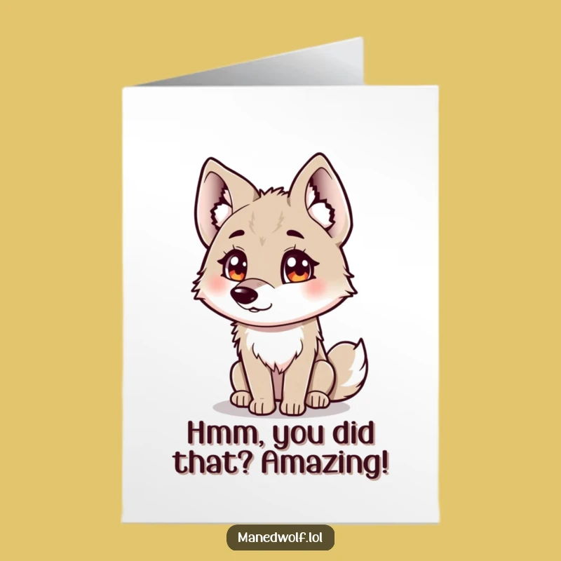 Free Printable Congrats Card: Curious Maned Wolf - Quirky Downloadable