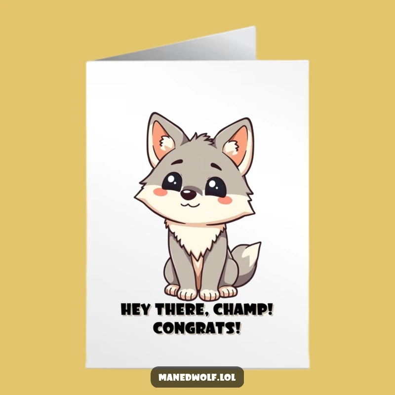 Free Printable Congrats Card: Friendly Maned Wolf Greeting, Funny Downloadable Gift