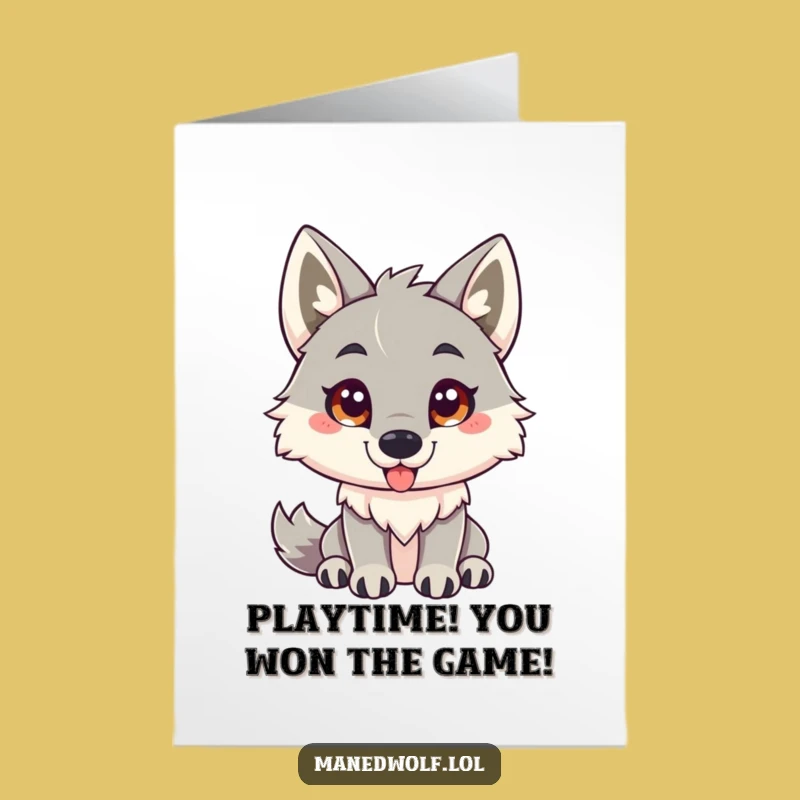 Free Printable Congrats Card: Friendly Maned Wolf - Playful Downloadable