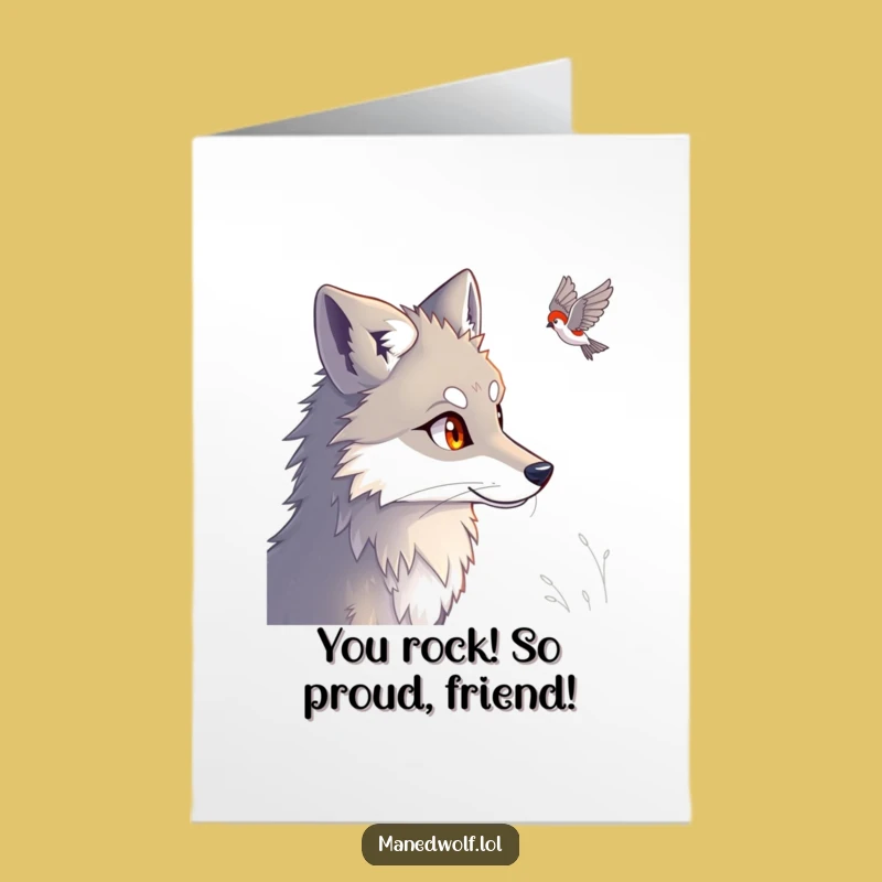 Free Printable Congrats Card: Funny Maned Wolf Witness, Ideal Downloadable Gift!