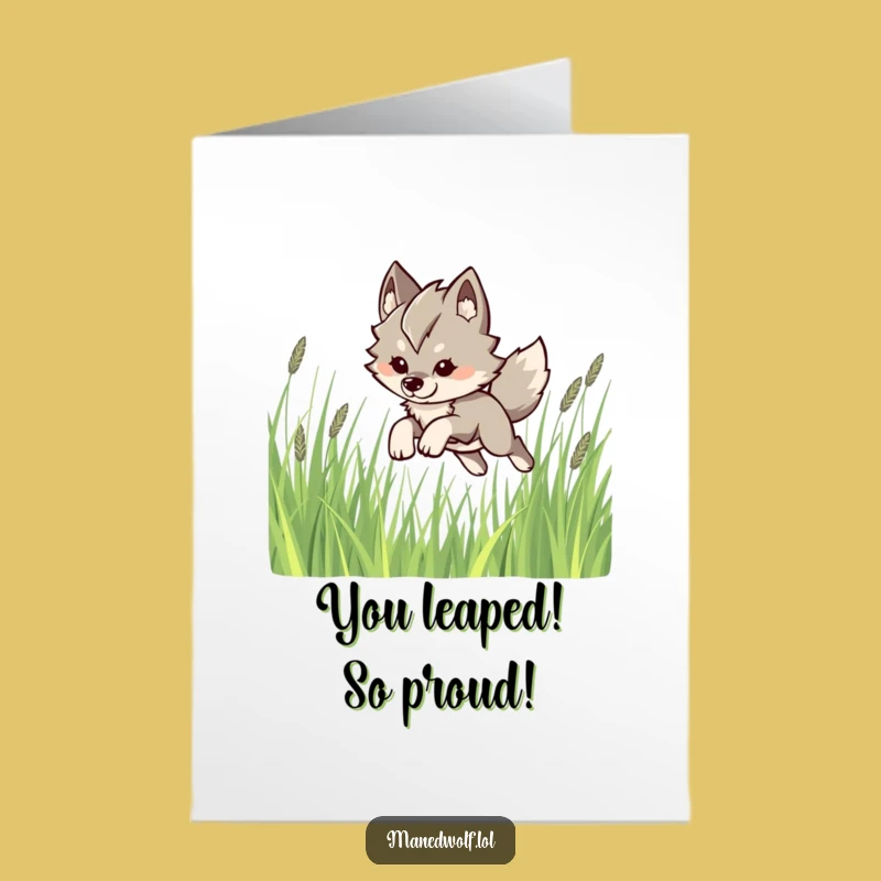 Free Printable Congrats Card: Kawaii Maned Wolf Celebrates, Hilarious Downloadable Gift!