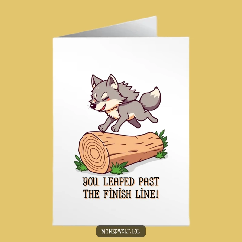 Free Printable Congrats Card: Maned Wolf Leap of Success Downloadable Gift!