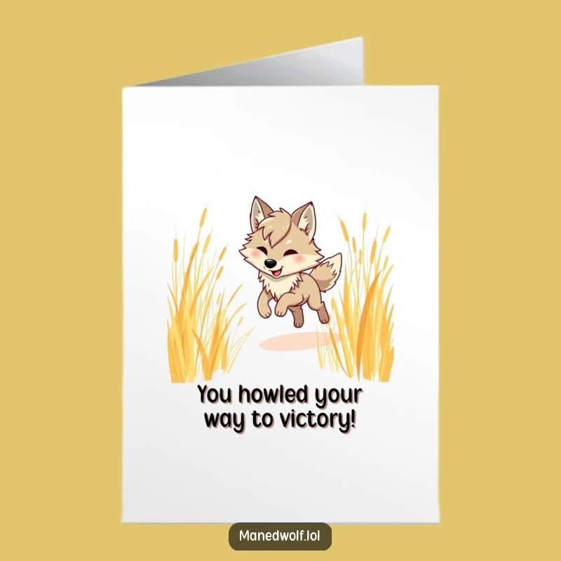 Free Printable Congrats Card: Maned Wolf Prancing Success - Funny Downloadable Gift
