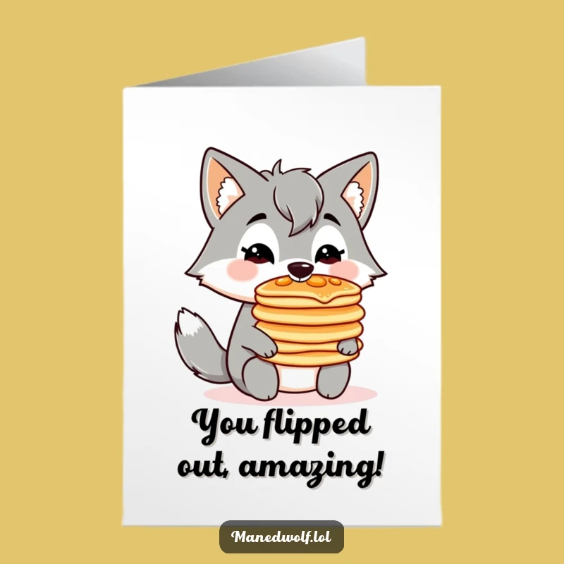 Free Printable Congrats Card: Pancake Wolf Balance - Funny Downloadable Achievement Art