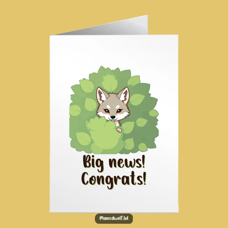 Free Printable Congrats Card: Shy Maned Wolf - Hidden Joy, Funny Downloadable Gift