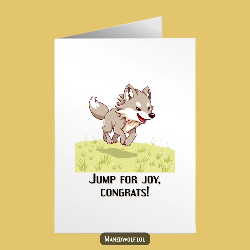 Free Printable Congrats Card: Bounding Maned Wolf Celebration Downloadable Gift