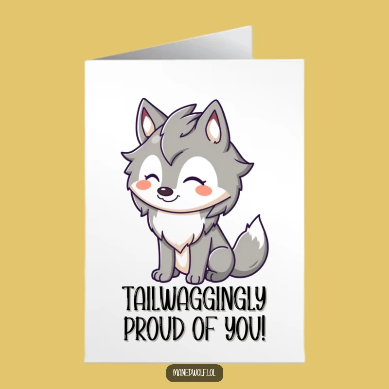 Free Printable Congrats Card: Happy Maned Wolf Grinning - Cheerful Downloadable Greeting!