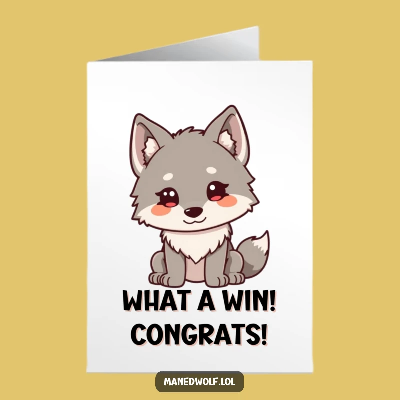 Free Printable Congrats Card: Curious Kawaii Maned Wolf, Hilarious Downloadable Gift!