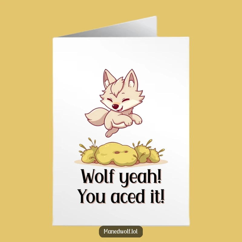 Free Printable Congrats Card: Kawaii Maned Wolf Leap Achievement