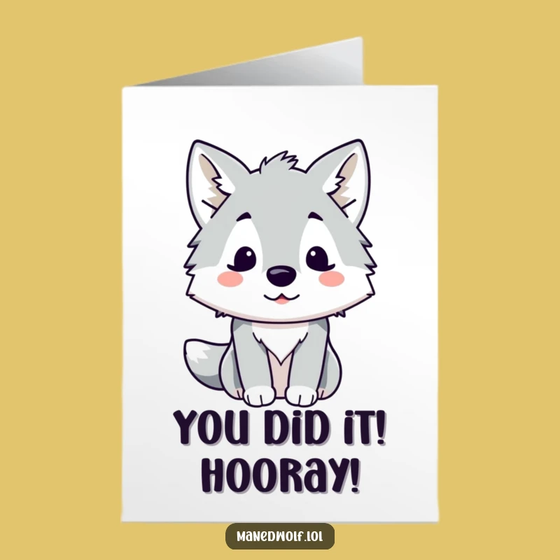 Free Printable Congrats Card: Shocked Kawaii Maned Wolf Funny Downloadable Gift