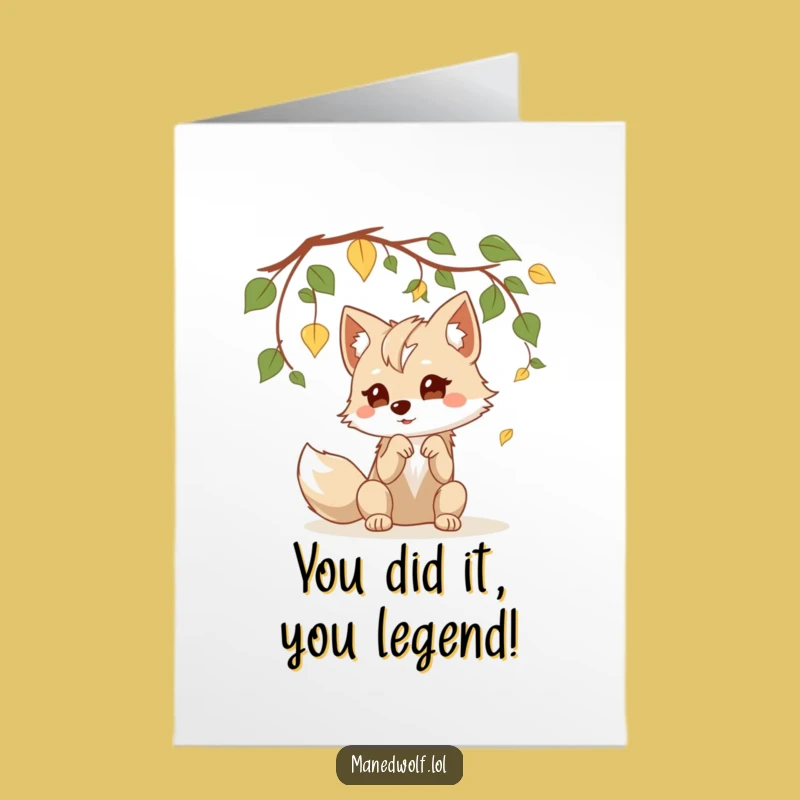 Free Printable Kawaii Maned Wolf Congrats Card: Playful Wolf for a Joyful Downloadable Gift!