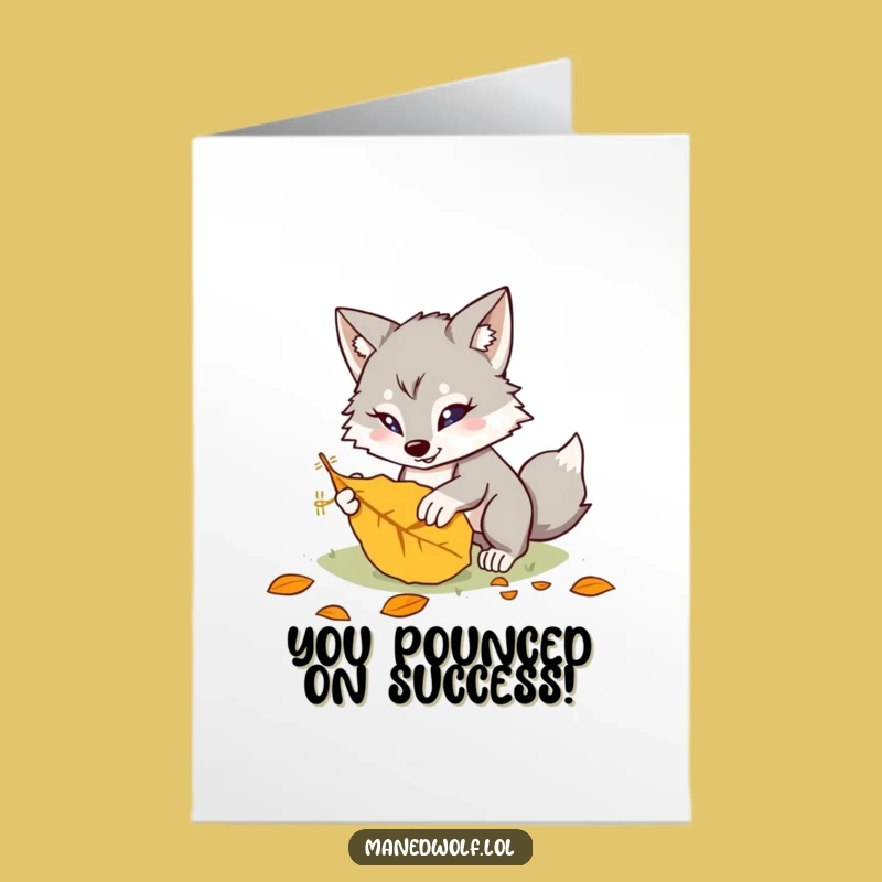 Free Printable Congrats Card: Maned Wolf Pounce Victory Downloadable Gift