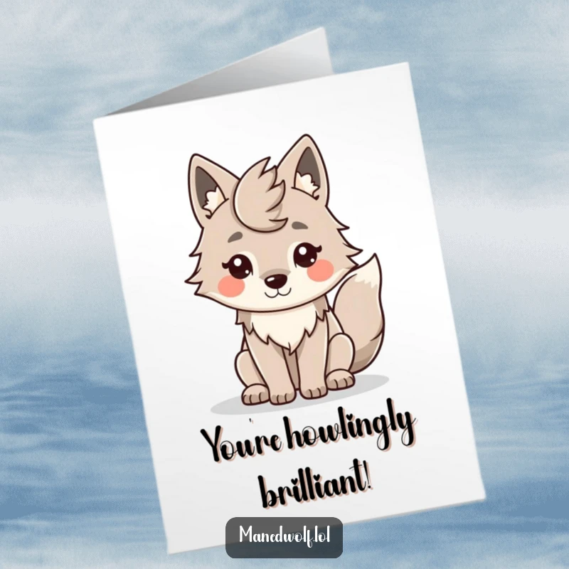 Funny Free Printable Maned Wolf Congratulations Card: A happy, smiling maned wolf offers warm wishes for success.