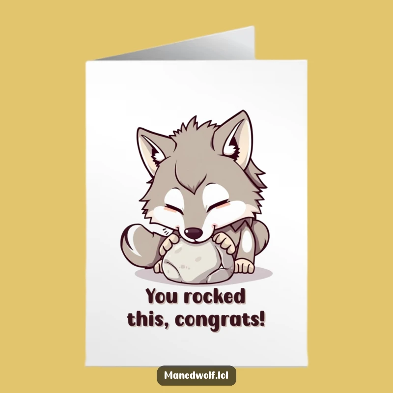 Free Printable Congrats Card: Maned Wolf Stone Nudge, Humorous Downloadable Gift