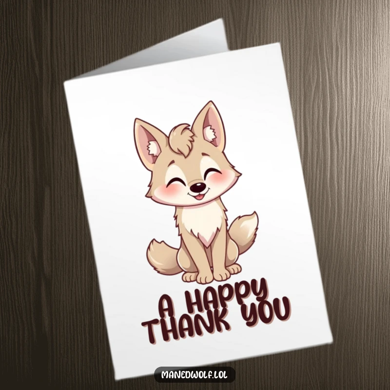 Funny Free Printable Thank You Card: A playful maned wolf wagging its tail and nodding in friendly thanks.