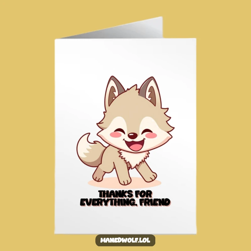 Free Printable Funny Maned Wolf Thank You Card: Shadow Chase Gratitude Downloadable