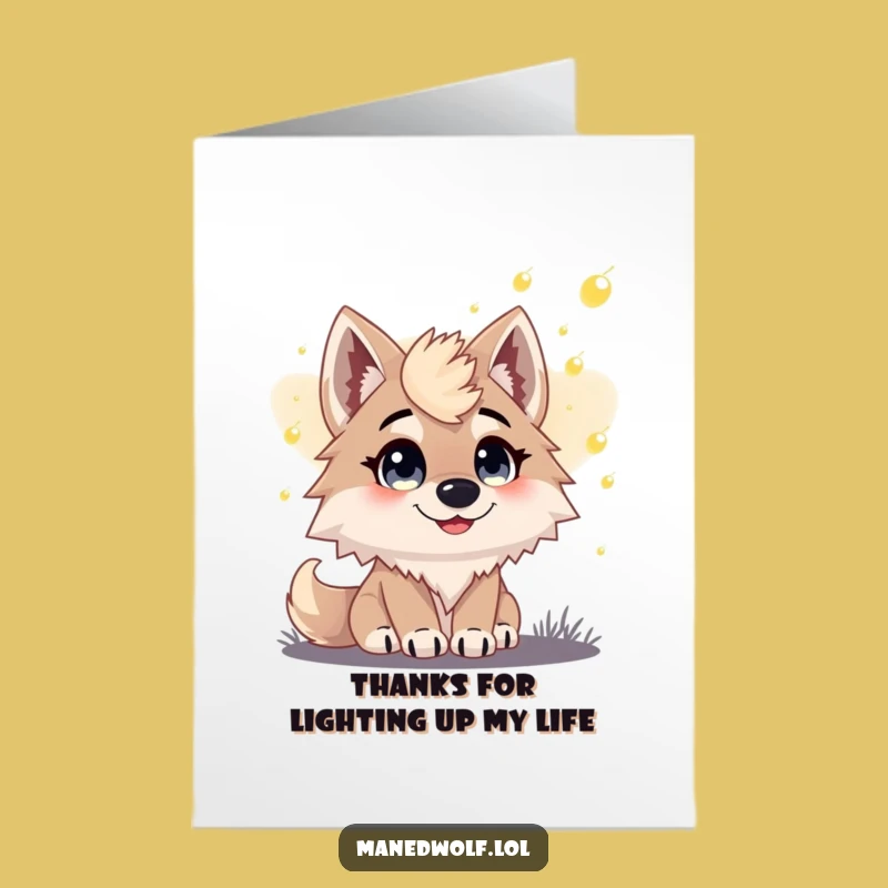 Free Printable Maned Wolf Firefly Thank You Card: Grateful Downloadable Gift