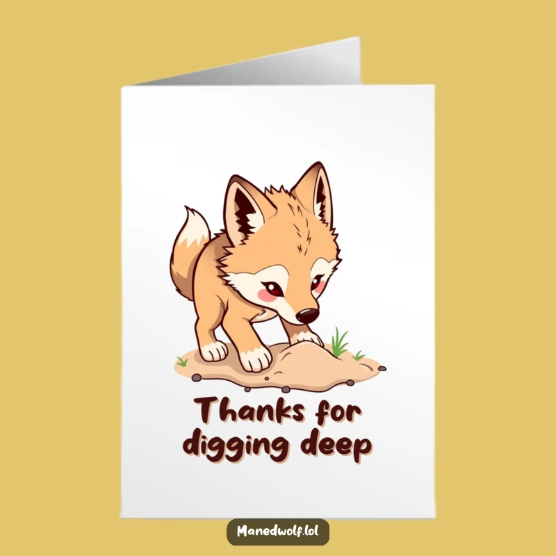 Free Printable Maned Wolf Thank You Card: Digging Deep Gratitude Downloadable