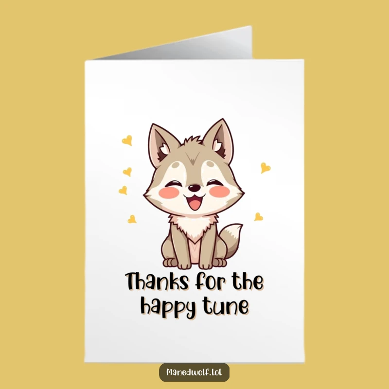 Free Printable Thank You Card: Cheerful Kawaii Maned Wolf Funny Downloadable Gift
