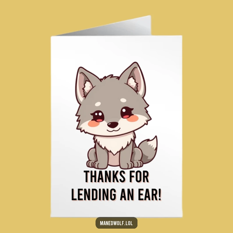 Free Printable Thank You Card: Curious Kawaii Maned Wolf, Funny Downloadable Gift!