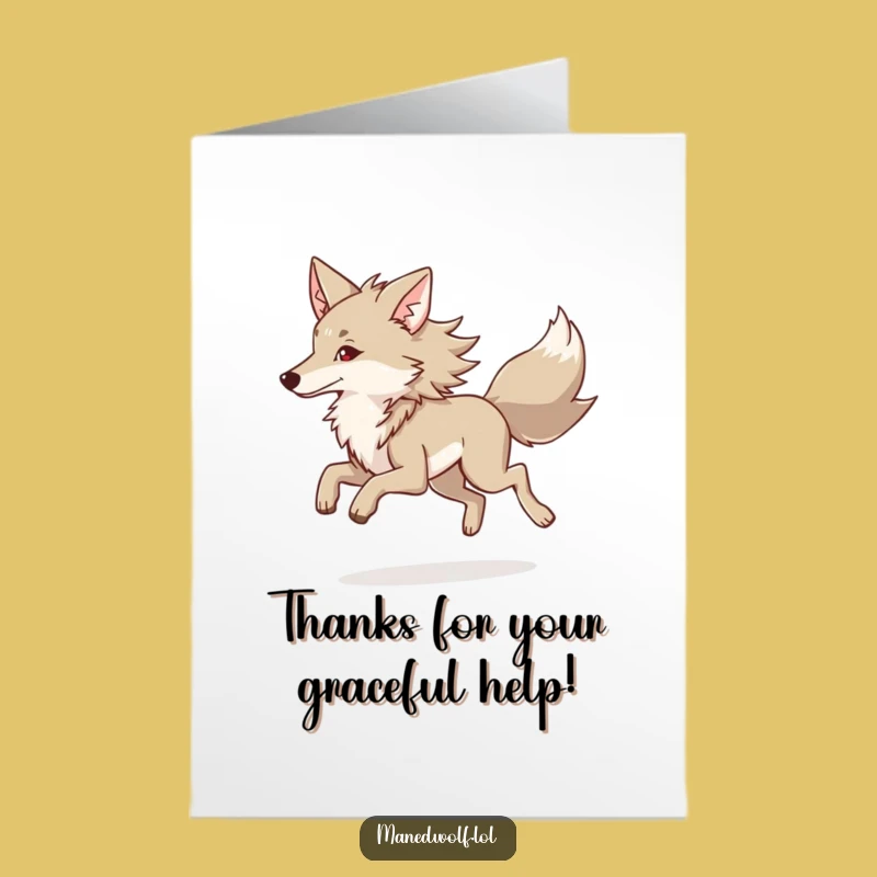 Free Printable Thank You Card: Elegant Maned Wolf Trot, Sophisticated Downloadable Gift!