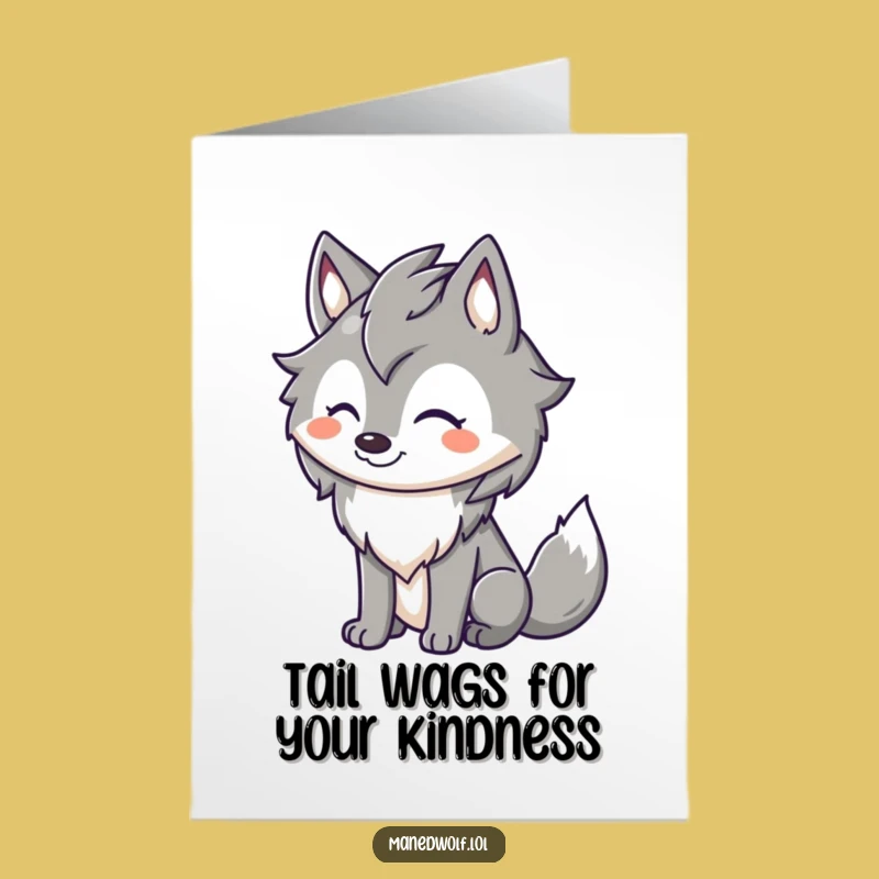 Free Printable Thank You Card: Happy Maned Wolf Grinning - Grateful Downloadable Gift!