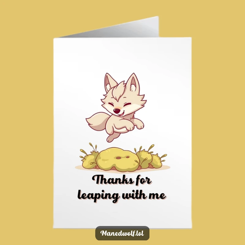 Free Printable Thank You Card: Kawaii Maned Wolf Leap Gratitude