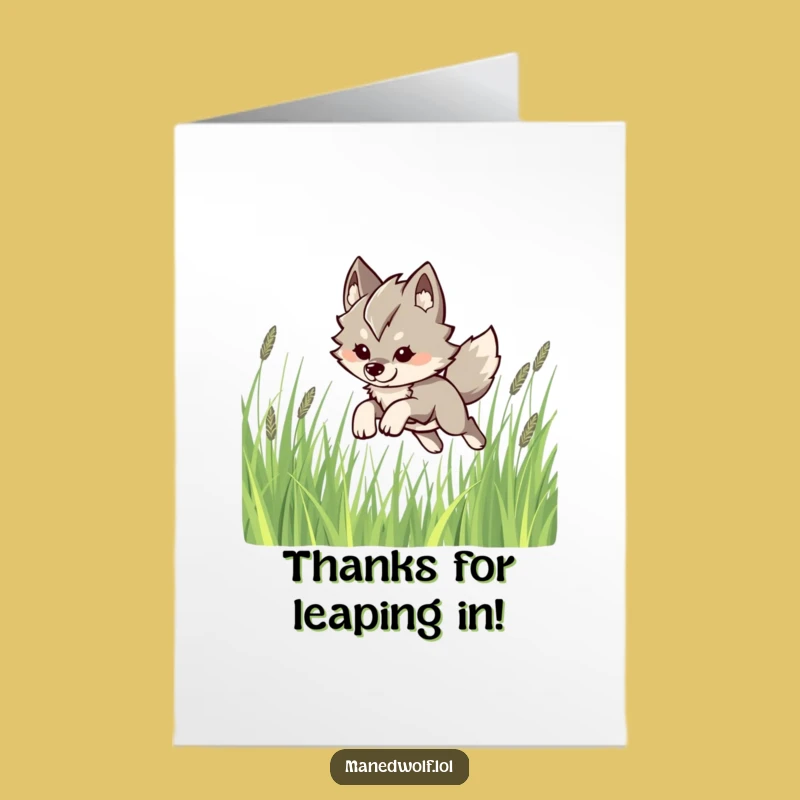 Free Printable Thank You Card: Kawaii Maned Wolf Says Thanks, Funny Downloadable Gift!