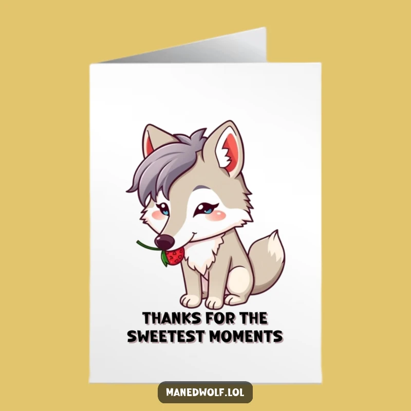 Free Printable Thank You Card: Kawaii Wolf Berry Balance, Funny Downloadable Gratitude