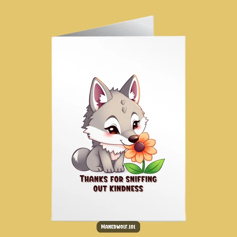 Free Printable Thank You Card: Maned Wolf Flower, Grateful Funny Downloadable Gift