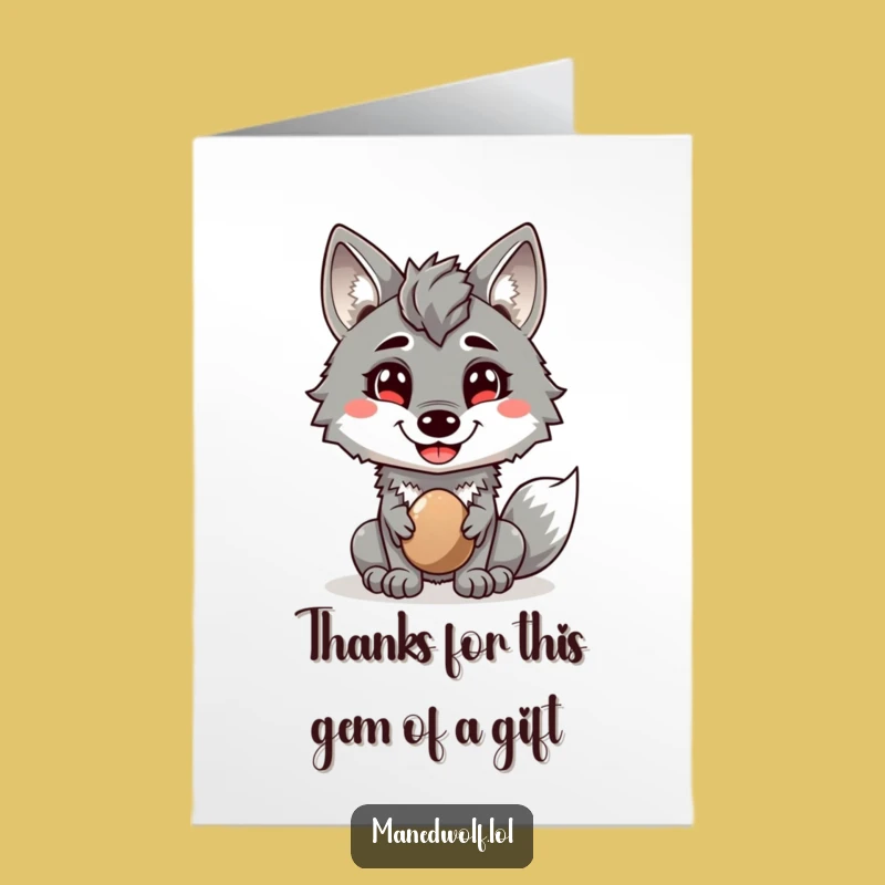 Free Printable Thank You Card: Maned Wolf Pebble Gift, Funny Downloadable Gratitude
