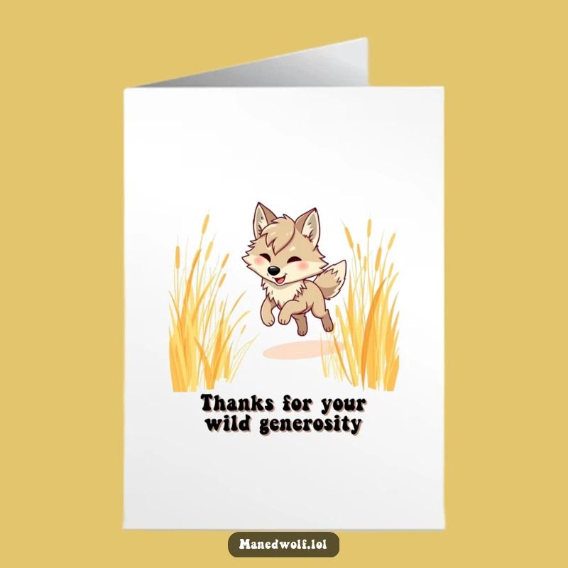 Free Printable Thank You Card: Maned Wolf Prancing Thanks - Funny Downloadable Gift