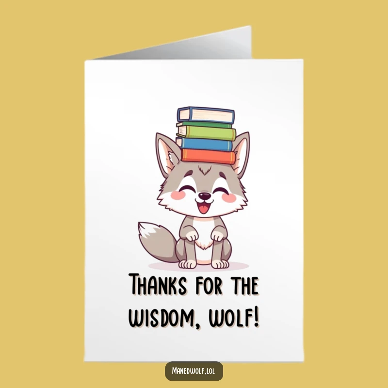 Free Printable Thank You Card: Maned Wolf's Bookish Gratitude, Downloadable Humor