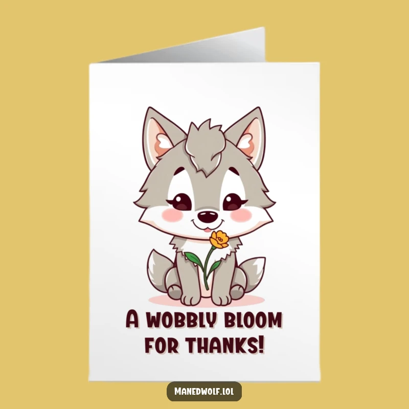 Free Printable Thank You Card: Maned Wolf's Grateful Flower Gift
