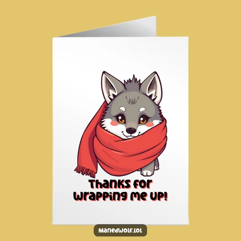 Free Printable Thank You Card: Maned Wolf's Scarf Thanks, Downloadable Gratitude