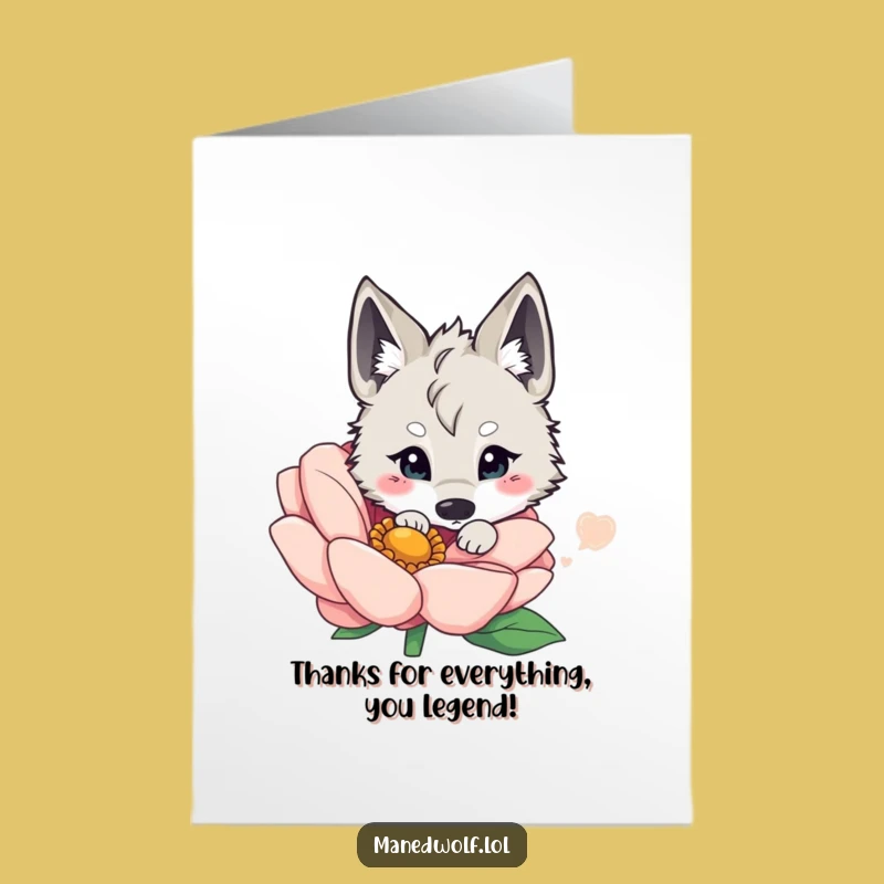 Thank You Maned Wolf Card: Adorable Free Printable for Expressing Gratitude, Print Now!
