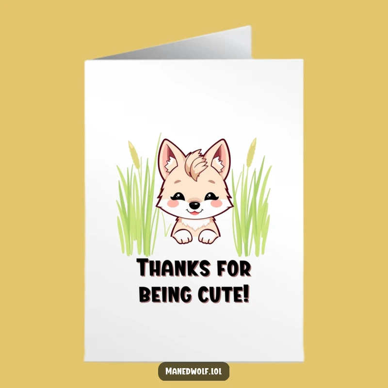 Free Printable Thank You Card: Kawaii Wolf Gratitude Downloadable Gift