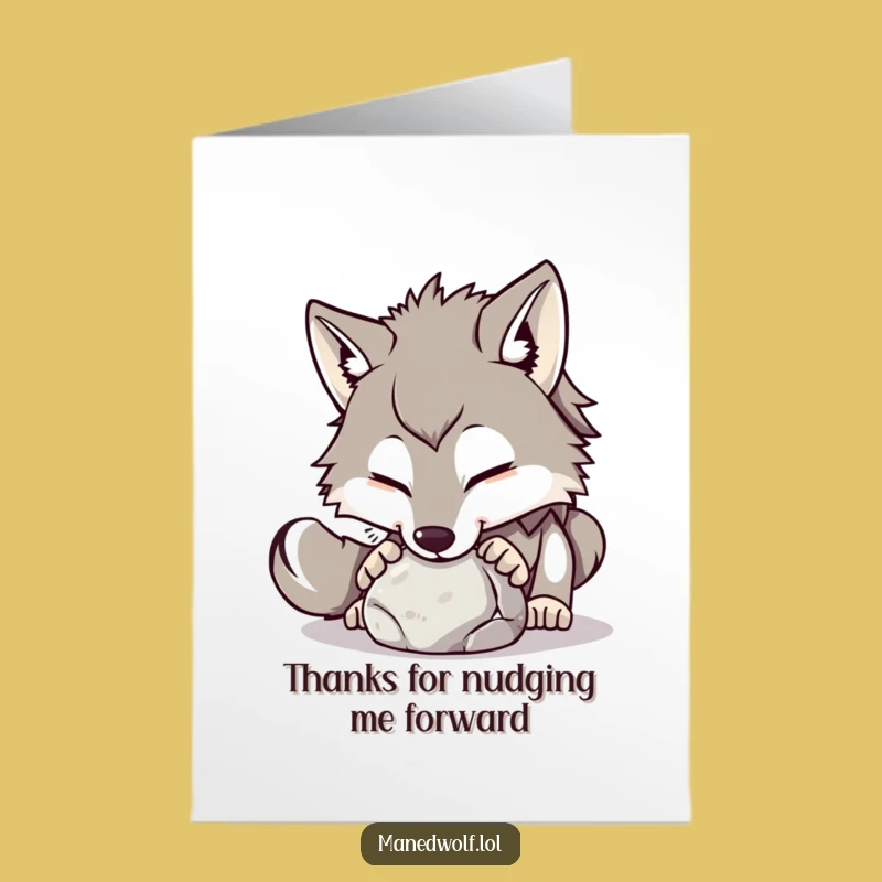 Free Printable Thank You Card: Maned Wolf Stone, Grateful Funny Downloadable Gift