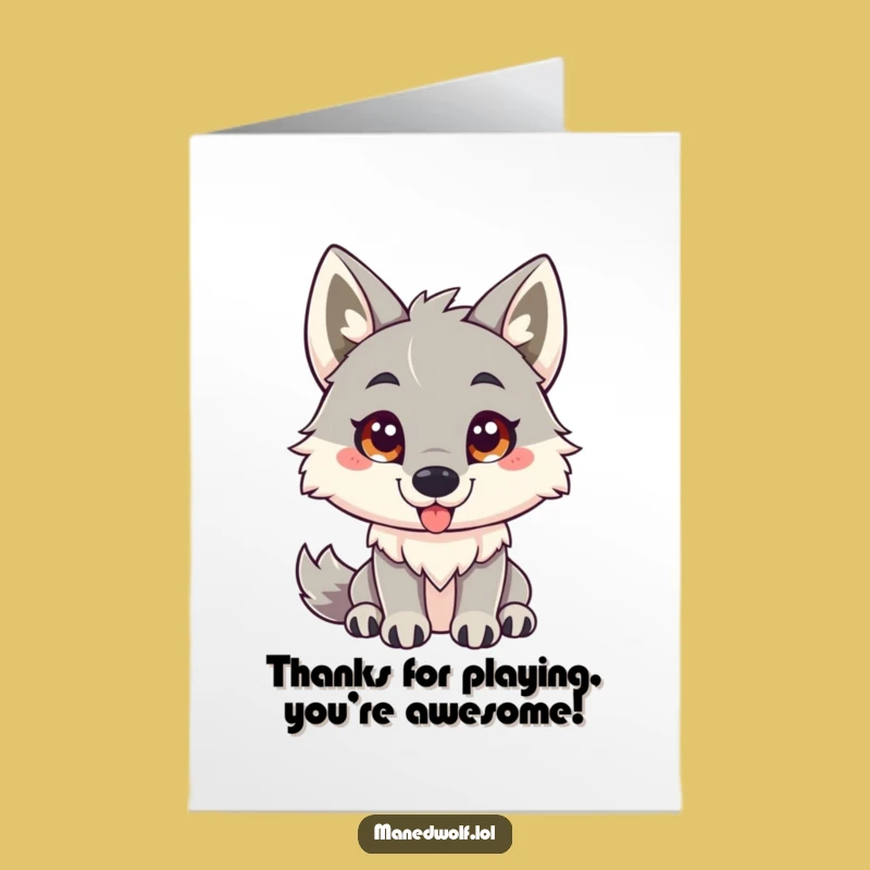 Free Printable Thank You Card: Playful Maned Wolf - Fun Downloadable