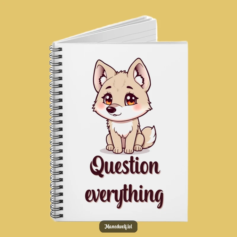 Funny Curious Maned Wolf Notebook - Jot Down Your Questions